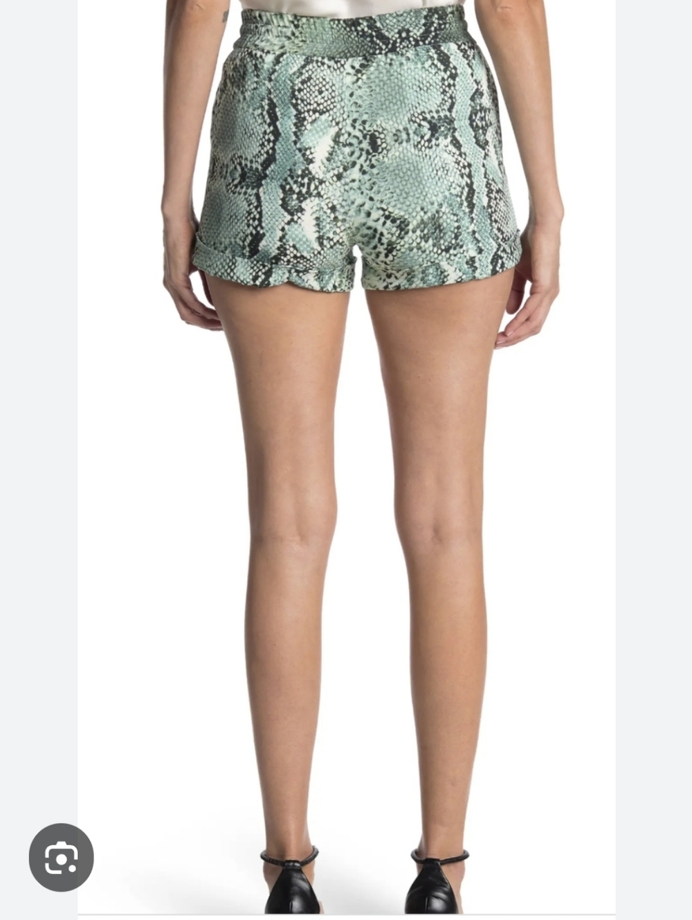 Balmain Mint Green Snake-Print Scalloped Hem Shorts